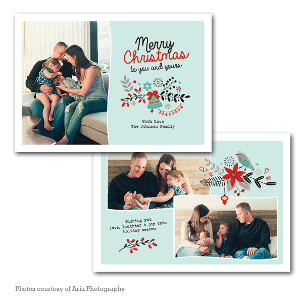 Merry Floral Holiday Card Template